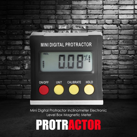 4 X 90 Degrees Mini Digital Protractor Inclinometer Electronic Level Meter Black
