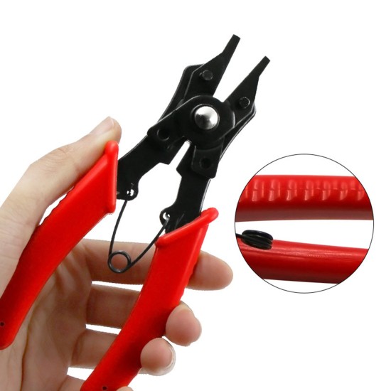 4-in-1 Multifunctional Snap-Ring Pliers Multi Crimp Tool Ring Remover Retaining Circlip Pliers Red