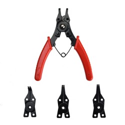 4-in-1 Multifunctional Snap-Ring Pliers Multi Crimp Tool Ring Remover Retaining Circlip Pliers Red