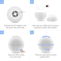 400ml Essential Oil Diffuser Remote Control Mist Humidifier with 7 Colors Change Light for Bedroom Home  Colorful_Australian regulations (used in Australia)