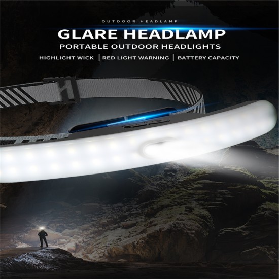 42led Headlamp 300-400 Lumens Built-in Battery Usb Rechargeable Head-mounted Flashlight Headlight M202