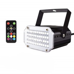 48LEDs 7Colors Strobe Light with Remote Sound Activated Super Bright Flashing Stage Light EU Plug