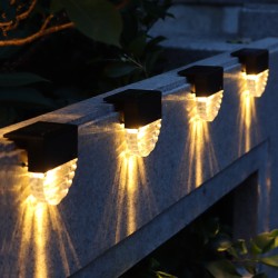 4PCS LED Solar Lights Path Stair Outdoor Light Step Lamp Wall Landscape Lamp Solar Light Outdoor Nightlight Warm color + colorful