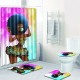 4Pcs/Set Stylish African Women Series Pattern Bath Set Shower Curtain Non-Slip Toilet Pad Cover Bath Mat9N3R