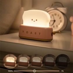 4W Led Bread Maker Night Light Dimming USB Rechargeable Bedside Table Lamp with Charging Indicator Yellow