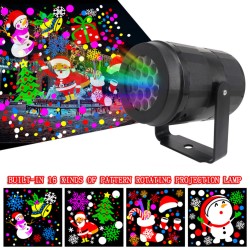4W Led Snowflake Projection Light Outdoor 16 Pattern Colorful Rotating Christmas Decorative Lamp Spotlight US Plug