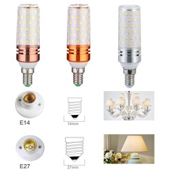 4pcs 85-265v E14 E27 Led Lamp High Bright Constant Current 3 Colors Dimming LED Candle Bulb 16w Silver_Tri-tone light_E27