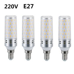 4pcs 85-265v E14 E27 Led Lamp High Bright Constant Current 3 Colors Dimming LED Candle Bulb 16w Silver_Tri-tone light_E27