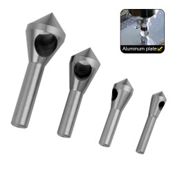 4pcs Countersink Deburring Drill Bits Taper Hole Cutter Chamfering Tools 2-20mm Silver