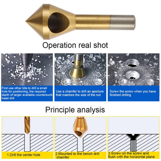 4pcs Countersink Deburring Drill Bits Taper Hole Cutter Chamfering Tools 2-20mm titanium plated