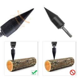 4pcs Firewood Log Splitter Drill Bit Splitting Cone Twist Auger Breaker