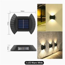 4pcs Led Outdoor Solar Lamp Intelligent Sensor Waterproof Automatic Wall Lamp 2LED Warm White