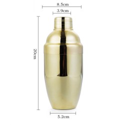500ml Stainless Steel Cocktail Shaker Cocktail Party Mixing Cup Bar Drink Bartender Accessories 500ml golden