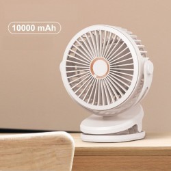6 Inches 10000mah Clip-on Fan 3 Speeds 4 Modes 360 Degree Rotation Portable Silent Usb Rechargeable Pink