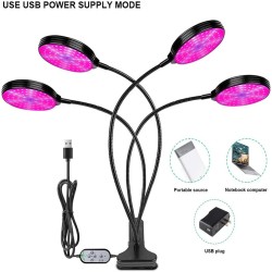 60w Grow Light Auto On/off 4/8/12h Timer Full Spectrum T5 Dimmable Brightness 3 Light Modes 156 Leds Clip On Grow Lamp 15W (one head)