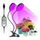60w Grow Light Auto On/off 4/8/12h Timer Full Spectrum T5 Dimmable Brightness 3 Light Modes 156 Leds Clip On Grow Lamp 15W (one head)