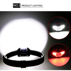 6500K Motion Induction LED XPG+COB Headlamp with Battery Indicator White light + red light
