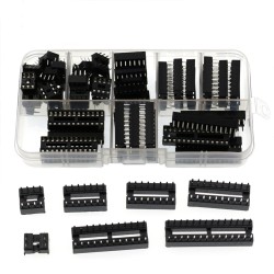66pcs IC Socket Box Kit Plug-in Chip Socket 6pin 8pin 14pin 16pin 18pin 20pin 24pin 28pin
