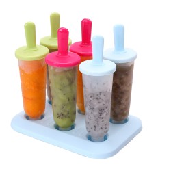 6PCS Colorful Freezer Popsicle Frozen Mold Ice Cream Yogurt Juice Maker - Reusable, BPA Free, DIY Circular mixed jelly