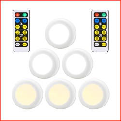 6Pcs LED 2 Colors Remote Control Cabinet Lamp Decoration Light for Home Hotel white light + warm white light