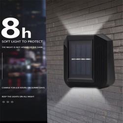 6led Solar  Wall  Lamp Powerful 600 Mah 3.7v Rechargeable Lithium Battery Up And Down Lighting Outdoor Garden Decoration Light White light