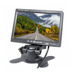 7 Inch Car Monitor Tft Lcd Screen 2 Way Video Input Pal/ntsc 12v Display for Car Rearview Home Security Camera Black