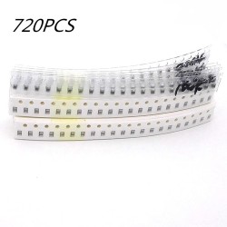 720pcs 0603 SMD Capacitor Kit 36 Kinds High Resistance 1pF~10uF Capacitors for Repair Work Experiments