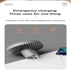 Air Cooling Fan 10000mah Battery Capacity Usb Chargeable with Night Light White