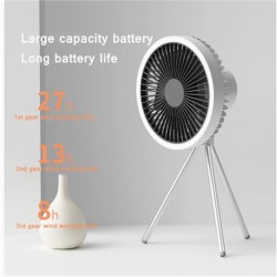 Air Cooling Fan 10000mah Battery Capacity Usb Chargeable with Night Light White