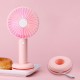 Air Fan Cute Donut Shape Handheld USB Rechargeable Fans LED Light with Storage Base Pink_Donut fan