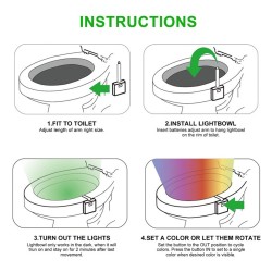 Bathroom Smart Led Night  Light Body Motion Sensor 8-color Decorative Toilet Lamp 8 colors