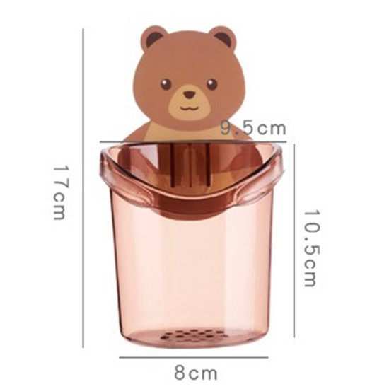 Bear  Storage  Cup Wall Mount Toothbrush Toothpaste Cup Holder Case Bathroom Accessories Red