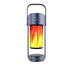 Bluetooth Speaker Flame Light Wireless Charger Outdoor Emergency Light with Power Bank Function gray