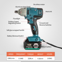 Brushless Electric Wrench Rechargeable Lithium Battery Impact Driver Cordless Electric Screwdriver Screwdriver
