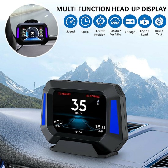 Car  Hud  Head-up  Display OBD Universal Hd Portable Driving Computer Monitor Vehicle System Speedometer Accessories black