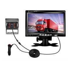 Car Back Up Monitor 7-inch Lcd Screen Reversing Image Display Bus Camera Rear View Auxiliary Device Black