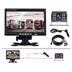 Car Reversing Image Camcorder Kit 7-inch Lcd Screen Display Night Vision Bus Camera Back Up Auxiliary Device Black