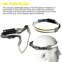Cob Led Headlight 3 Modes Torch Flashlight Work Light Head Band Lamp Grey