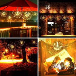 Copper Wire Firework Led Wire  Light Fairy Light Decoration Lamp With 8 Explosion Modes 180 lights (60pcs*3LED) warm white
