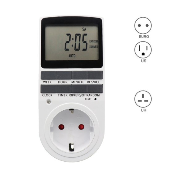 Electronic Digital Timer Switch EU US BR Plug Kitchen Timer Outlet 230V Programmable Timing Socket U.S. regulations