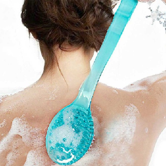 Exquisite Long-Handle Back-Rubbing Brush Bathing Massage Brush Banister Bathing Tool blue_36.5 * 7 * 3cm