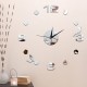 Fashion 3D Mirror Surface Wall Clock for Decoration black