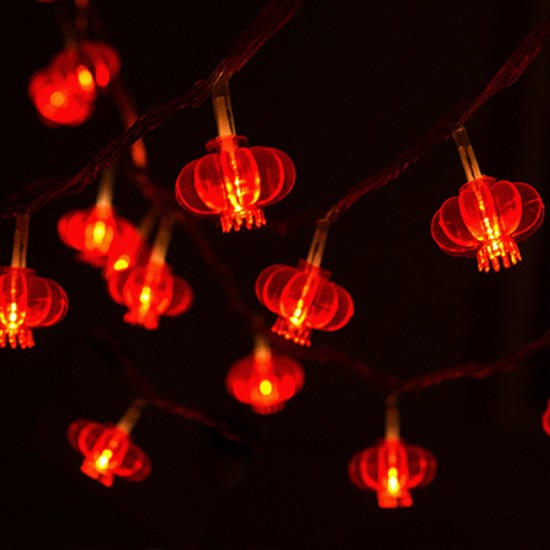 Festive Led  Light  String Water-proof Lamp Beads Chinese Style Elements Pendant Background Decoration For Weddings Restaurants Homes USB 3 meters 20 lights_Red Lantern