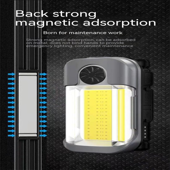 Hand-held Auto Repair Tool Light Usb Rechargeable Cob Lamp Led Emergency Foldable Light Grey