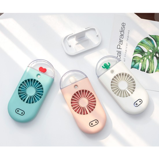 Handheld Water Spray Mist Fan USB Charging Air Cooling Mini Humidifier Fan for Student Outdoor green_Handheld spray fan