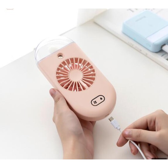 Handheld Water Spray Mist Fan USB Charging Air Cooling Mini Humidifier Fan for Student Outdoor white_Handheld spray fan