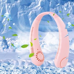 Hanging Neck Fan Portable Mini Bladeless Usb Rechargeable Fans Twistable Leafless Pink