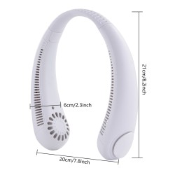 Hanging Neck Fan Portable Mini Bladeless Usb Rechargeable Fans Twistable Leafless White
