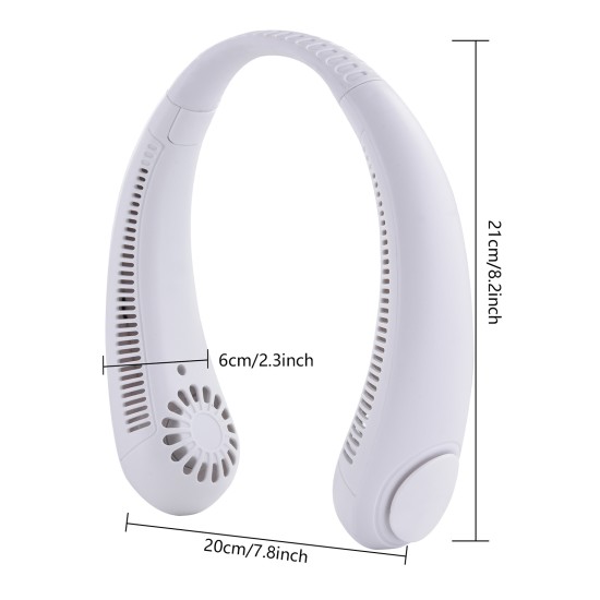 Hanging Neck Fan Portable Mini Bladeless Usb Rechargeable Fans Twistable Leafless White