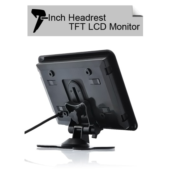 Headrest/Stand In-Car TFT LCD Monitor- 7 Inch, Black